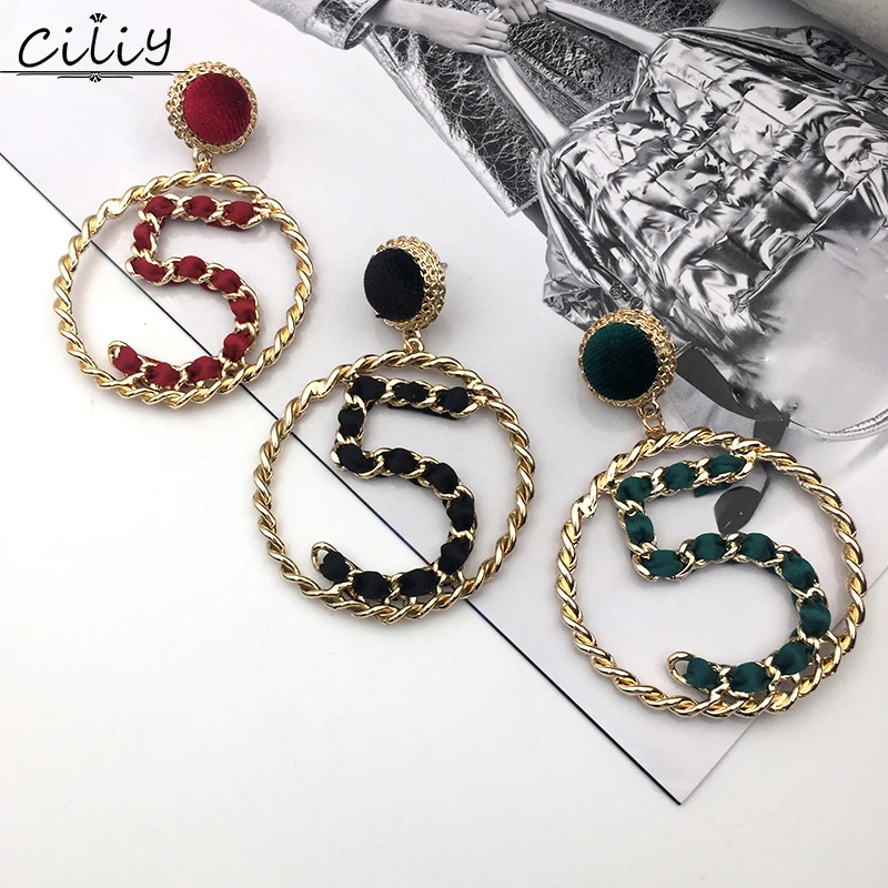 

Ciliy Baroque Vintage Big Round Circle Braid Velvet Wrapped Earings Metal 5 Drop Earrings For Women Luxury Jewelry CC/LY0913