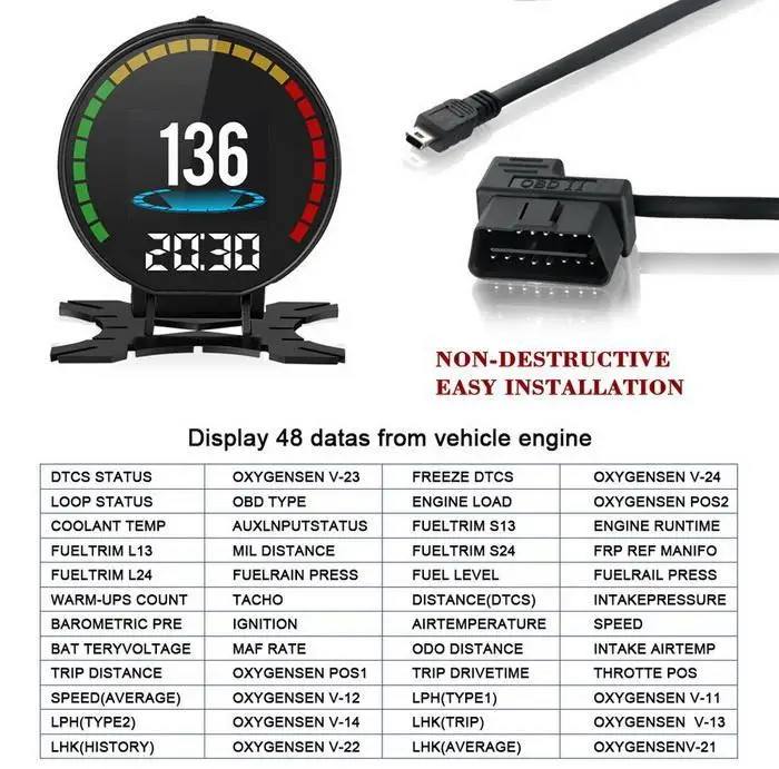 Многофункциональный бортовой компьютер Автомобильный дисплей HUD obd2 Авто OBD 9 режим отображения hud Дисплей Автомобильная электроника спидометр