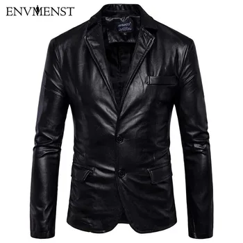 

Envmenst Leather Jacket Men Coats 5XL Brand England Style PU Outerwear Motorcycle Winter Faux Leather Male Jacket