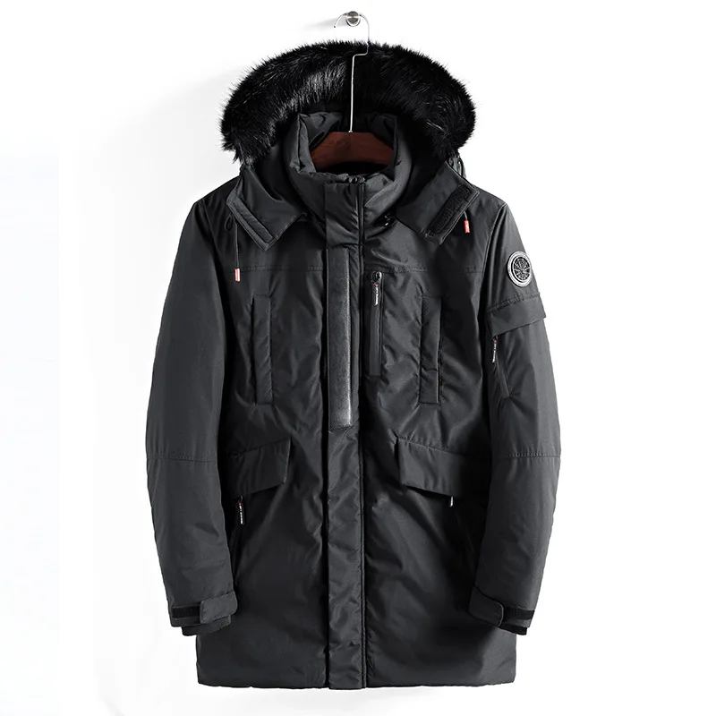 Мужская зимняя куртка, Мужское пальто с капюшоном, Толстая Повседневная Верхняя одежда, парки Hombre с подкладкой, ветрозащитная хлопковая ветровка, теплое пальто DA005 - Цвет: Black