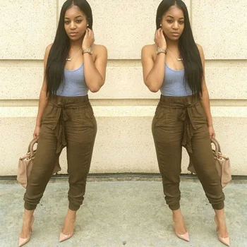 

OL chiffon high waist harem pants Women stringyselvedge summer style casual pants female 2017 New fashion trousers