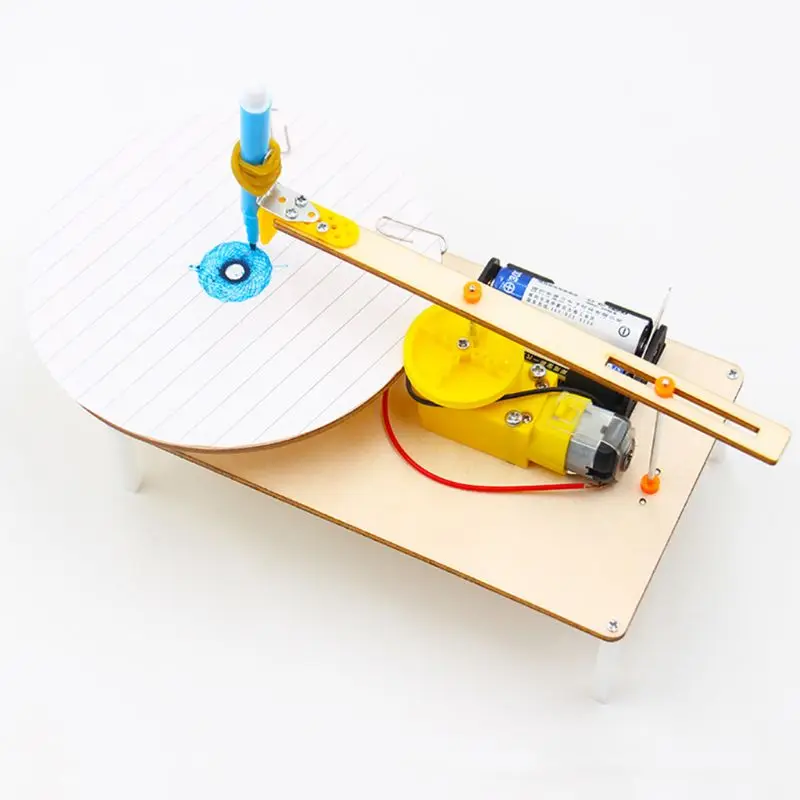 low cost  Creative DIY Electric Plotter Drawing Assembled Kits Children Handmade Graffiti Toy Science Apparat