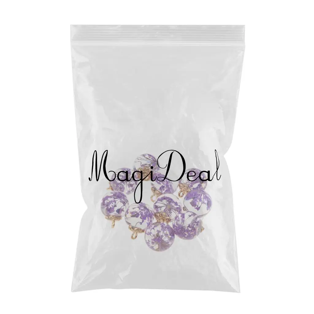 10 pcs Round Ball Dried Flower Glass Ball Flower Cap Pendant DIY Loose Beads for charm bracelet earrings necklaces