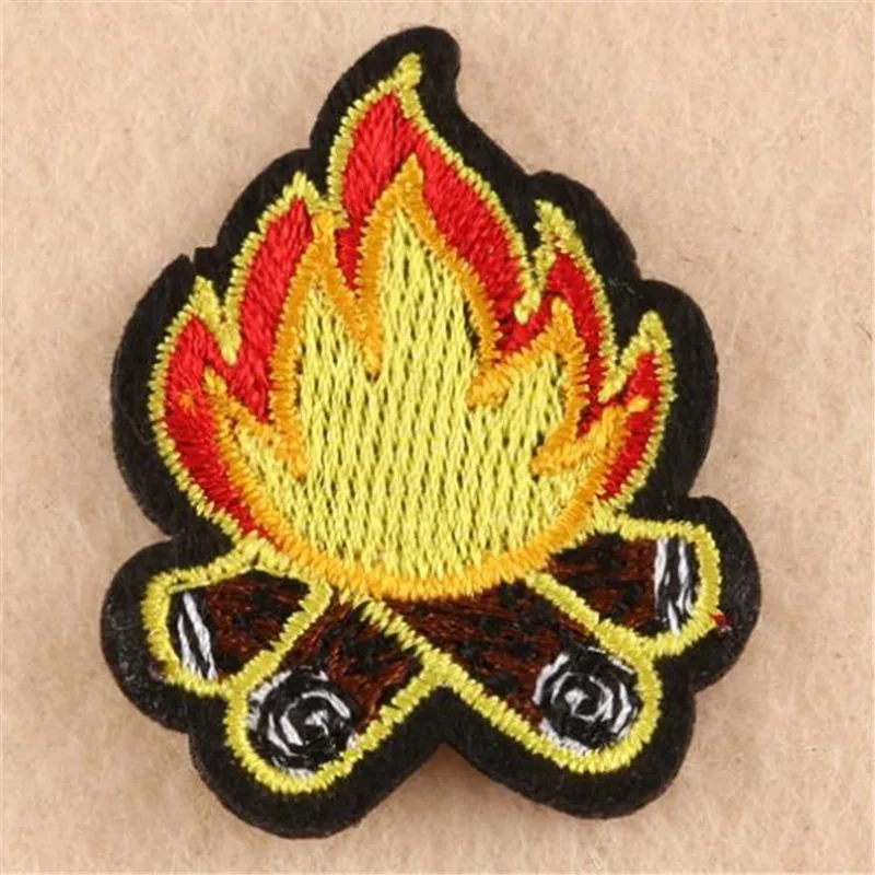 

Clothing diy embroidery iron on patch deal with it flame cartoon patches for clothes kids badges stickers fabric free shipping