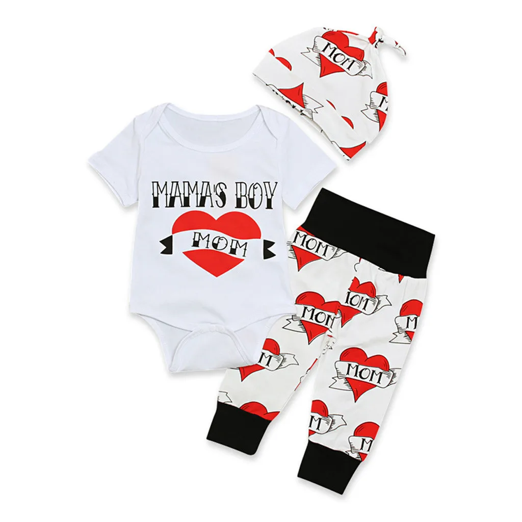 Infant Baby Boy Girl Clothes Set Short Sleeves Print Letter Romper T Shirt Tops Heart Pants Hat 3PCS Valentine s Outfits Sets Infant Baby Boy Girl Clothes Set Short Sleeves Print Letter Romper T Shirt Tops Heart Pants Hat 3PCS Valentine s Outfits Sets