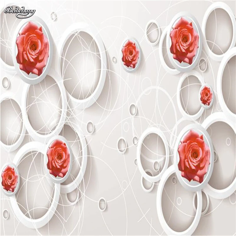 beibehang Custom photo wallpaper 3D stereoscopic rose flower circle decorative murals customized  3d wall murals wallpaper