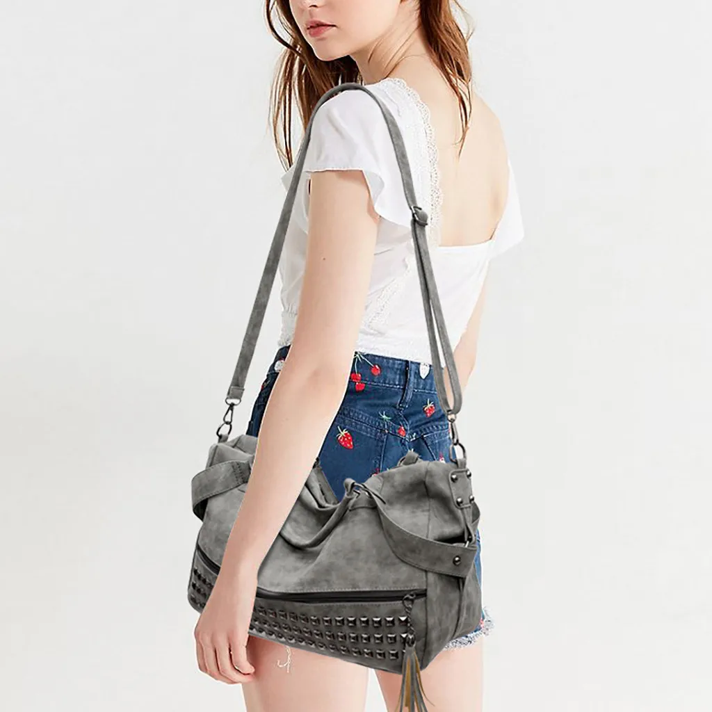 

MUQGEW Bags For Women 2019 Fashion Rivets Crossbody Shoulder Frosted High Capacity Handbag Purse Messenger Bag bolsa feminina