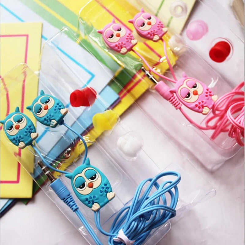 CHICLITS Cute Owl Earphone 3.5mm 3D Stereo Cartoon In-ear Earbus MP3 MP4 Music Universal Earplugs Girl Kid Earphones For Phones