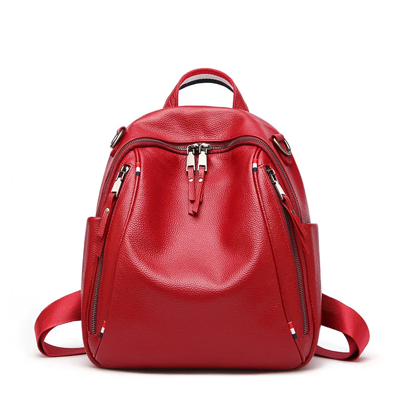 Fashion Genuine Leather Backpack Women Bags Preppy Style Backpack Girls