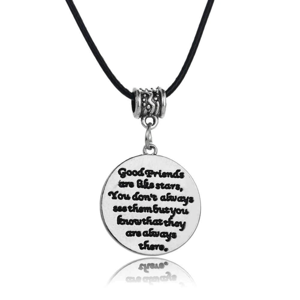 Creative Charm Jewelry Good Friends Are Like Star Pendant Necklace Leather Rope Women Gifts Friendship Forever Fashion | Украшения и