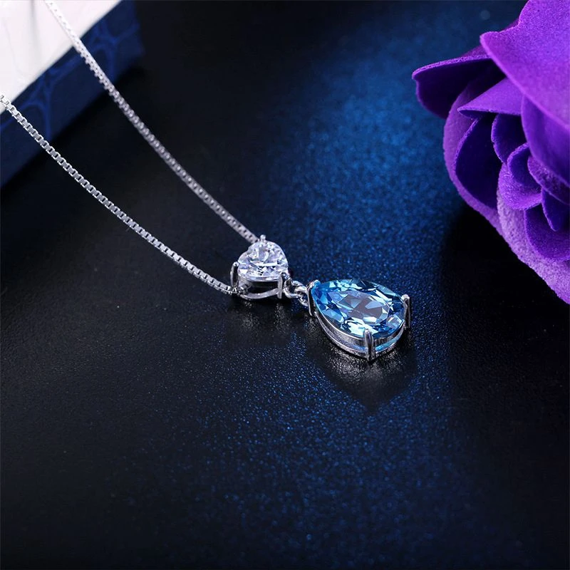 Hot Sale 925 Sterling Silver Crystal Drop Pendant Silver Necklace For Women Wedding & Party Fine Jewelry - Image 3