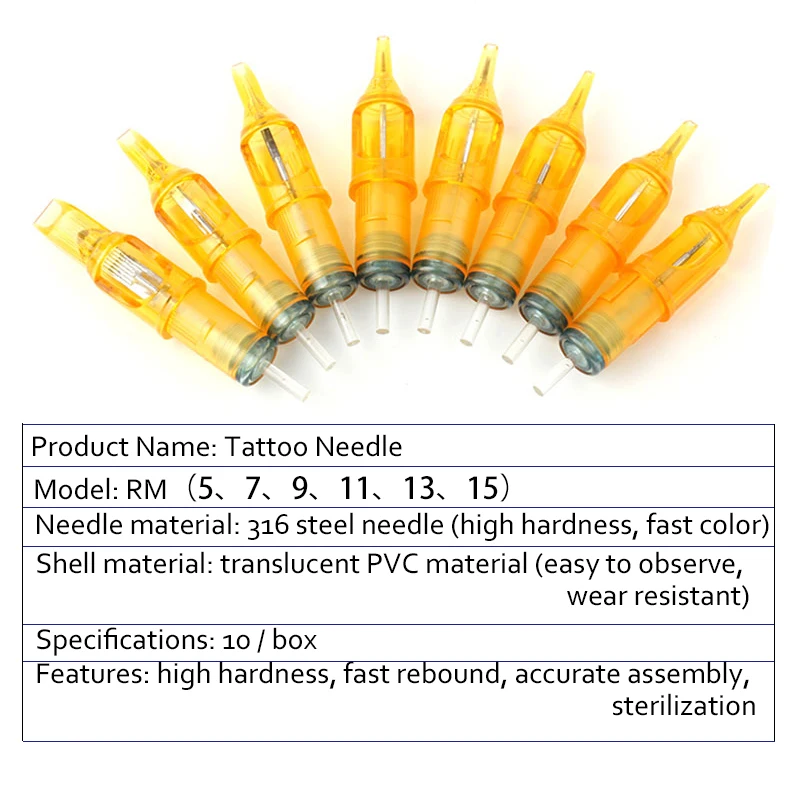 10 шт. RM Золотая игла для тату-машинок одноразовые стерилизации татуировки бровей тела макияж аксессуары для машины для изготовления 5/7/9/11/13/15 RM