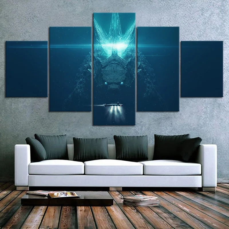 FREE SHIPING 5 Piece Godzilla Movie Poster King of Monsters Canvas Art
Wall Painting Room Decor Art Work Wall Sticke Mural Painting for Gift