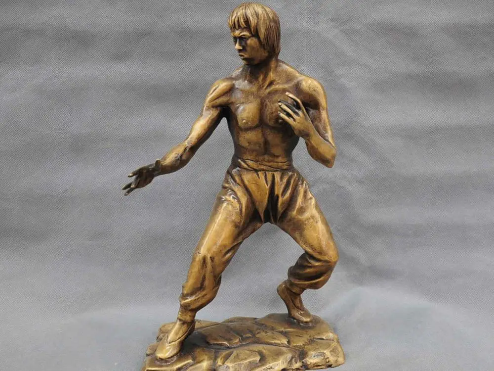 

17" China Li Siu Loong Kung Fu Master Bruce Lee Bronze Statue