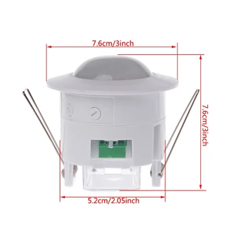 

110-240V AC Mini Adjustable 360 Degree Ceiling PIR Infrared Body Motion Sensor Detector Lamp Light Switch White
