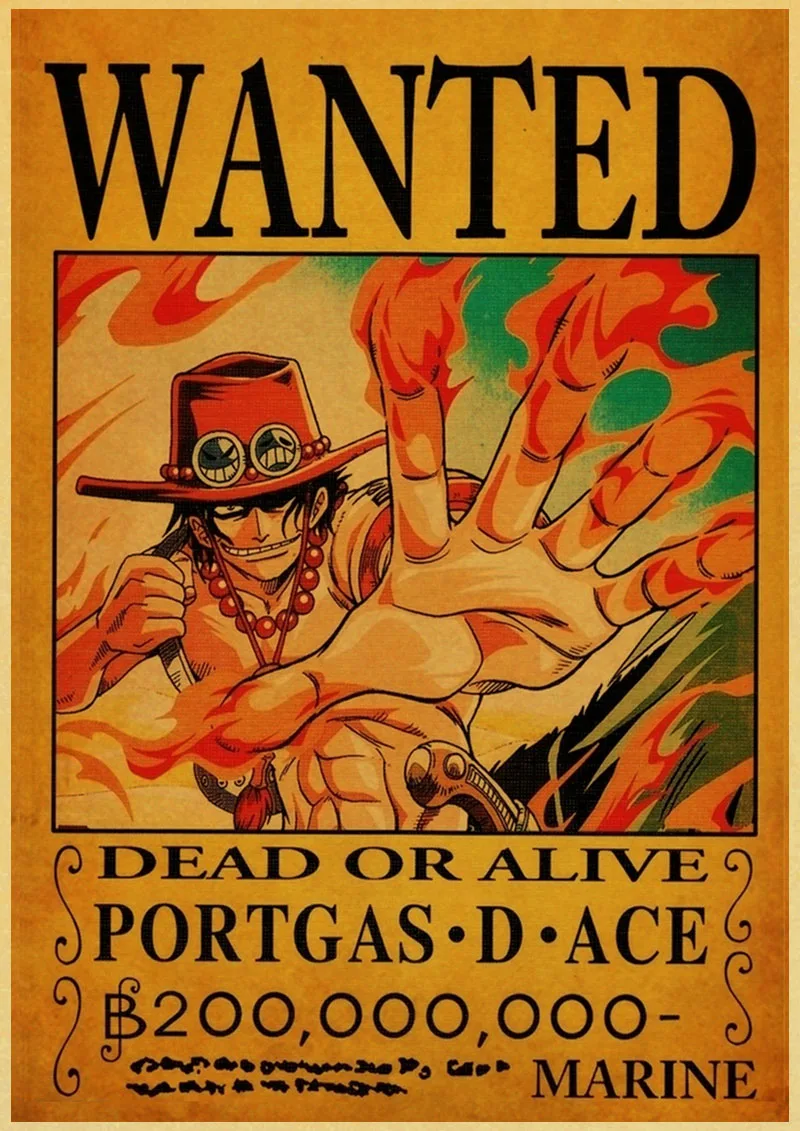 Японский Классический Аниме one piece Wanted Ретро плакат Обезьяна D Luffy Wanted винтажная настенная живопись стены комнаты художественные плакаты