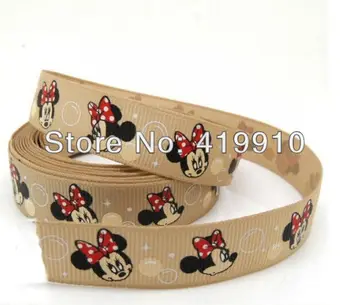 

5 Yards Coffee Minnie Head 16mm Wide Wedding Craft Printed Grosgrain Ribbon