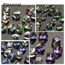 Безмерные Фэнтези 3D стеклянные хрустальные подвески для ногтей Стразы для ногтей геометрический куб квадратный DIY украшения для ногтей WY890-WY893