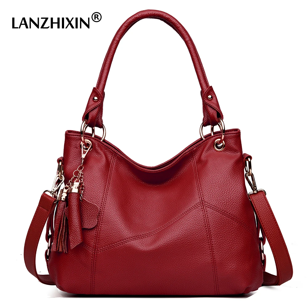 Lanzhixin النساء حقائب يد جلدية المرأة حقيبة ساع مصمم Crossbody حقيبة حقيبة نسائية صغيرة حقيبة كتف أعلى-حقائب بيد خمر 518