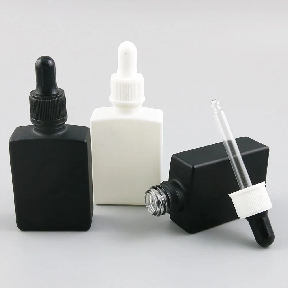 10 x 30ml Portable Black White Glass Perfum Vial Square Bottles with Dropper Essential Oil Chemical Perfume Cosmetic Container wholesale loose diamond gemstone storage collection display box top glass beads organizer show case square gems holder container