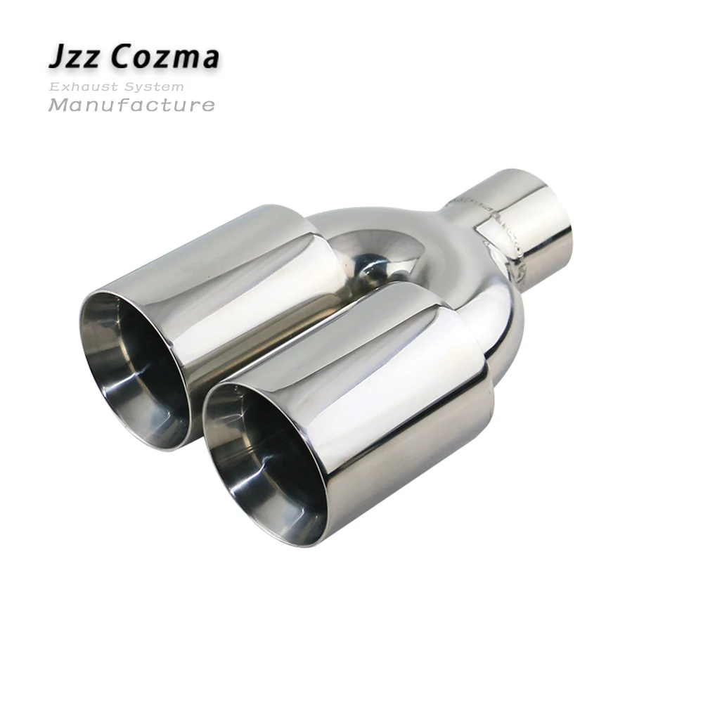 JZZ Универсальный 2," двойной автомобильный выхлопной наконечник высокого качества из нержавеющей стали 201 автомобильный глушитель хромированный серебристый автомобильный выхлопной трубы