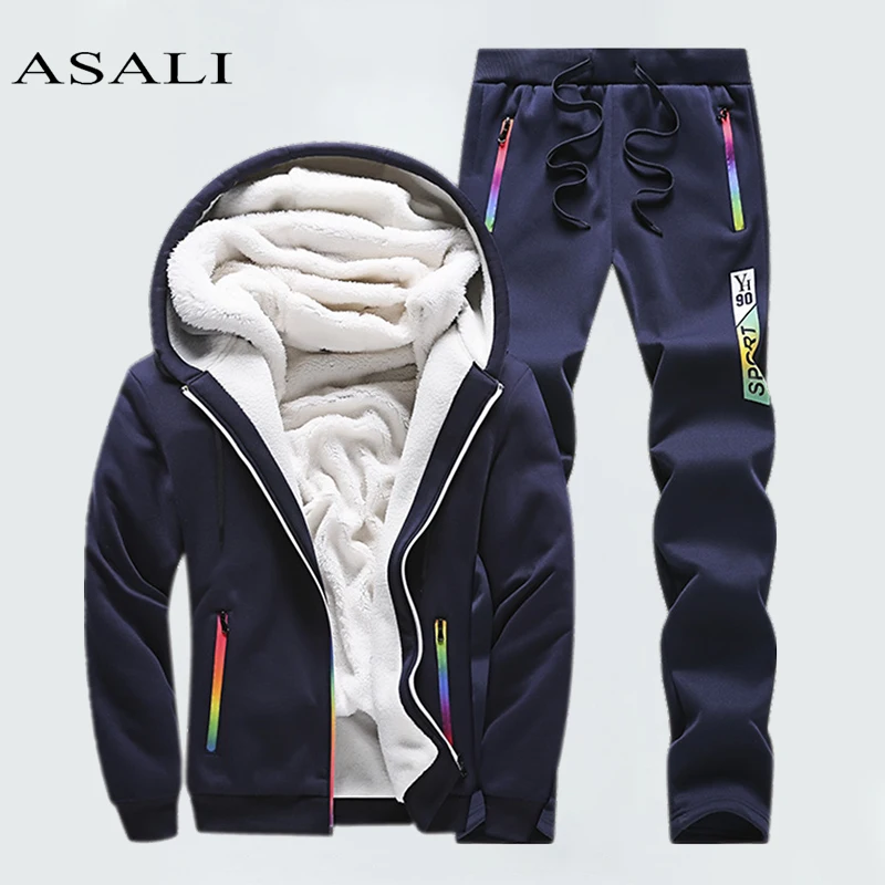 Goede Winter Trainingspakken Mannen Set Casual Thicken Fleece Warm Hooded Jas Broek Lente Sweatshirt Sportkleding Jassen Hoodie Trainingspakken