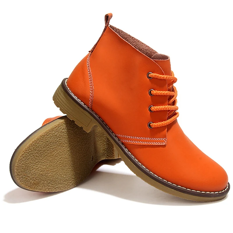 New Arrival Woman Fashion Leather Ankle Boots Female Lace Up Low Heels Platform Comfortable Spring Autumn Shoes Drop Shipping yaerni woman fashion genuine leather motorcycle ankle boots female lace up low heels platform comfortable spring autumn shoes
