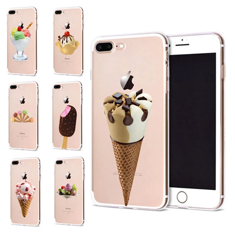 Чехол для Apple iPhone 6 6S 7 Plus X 10 мягкий чехол из ТПУ с милым мороженым Оригинальный 8 B316