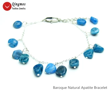 

Qingmos Fashion Natural Apatite Stone Bracelet for Women with Baroque 9-10mm Apatite Pendant Bracelet Jewelry 7.5-8.8'' bra475