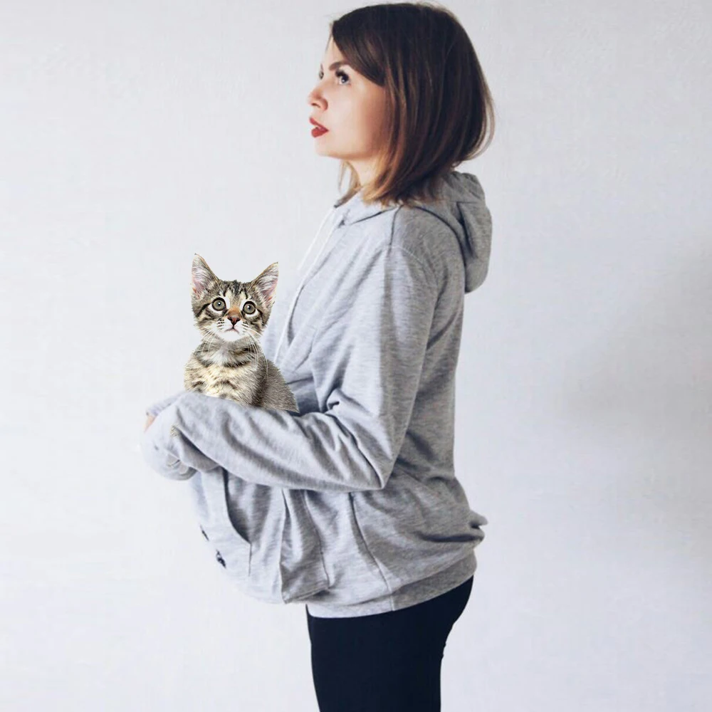 Pour Les Femmes Kawaii Kangourou Chat Pet Poche A Capuche Decontracte Poche Manches Longues Pulls Oreilles D Animaux Doux Sweat Femme Grande Taille Aliexpress