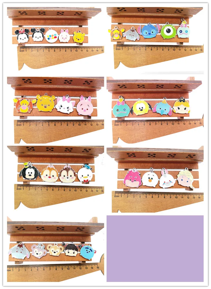 

10pcs tsum Cartoon mickey minnie Marie Cat eeyore head Enamel Necklace earring Key chain Metal Charm Pendants DIY Jewelry Making