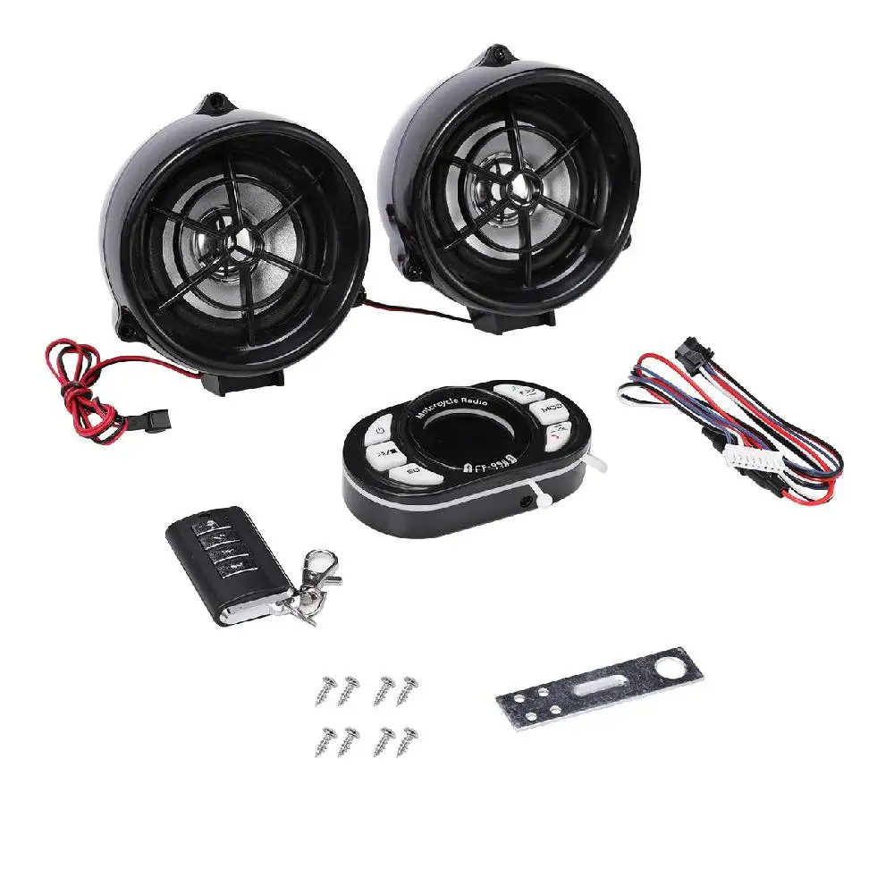 

Partol 12V Motorcycle Handlebar Bluetooth MP3 Audio Player System USB SD TF MP3 Alarm Clock Radio 3" Stereo Amplifier Speaker