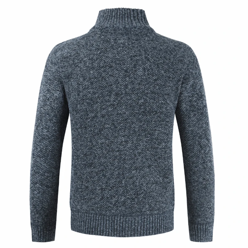 Man Autumn Winter Clothing M-3XL Plus Size Zipper Knitted Sweaters Male Long Sleeve Stand Collar Cardigan Jacket Coat Outwear