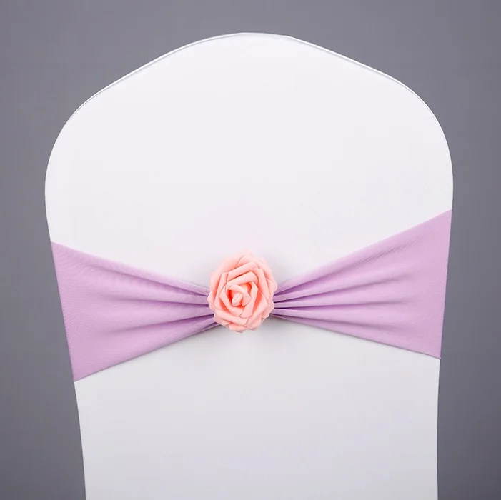 Блестящий цвет спандекс пояса с канделябр искусственный цветок для стрейч чехлы для стульев для свадьбы лайкра галстук лента