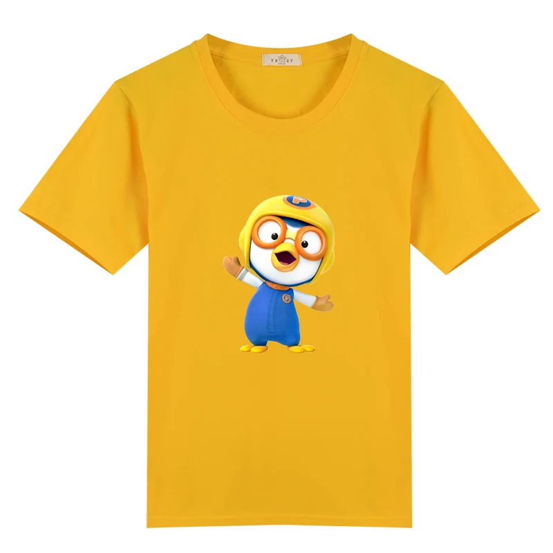 Милые футболки из хлопка с героями мультфильмов pororo, топы с короткими рукавами, футболки, одежда для мальчиков - Цвет: C