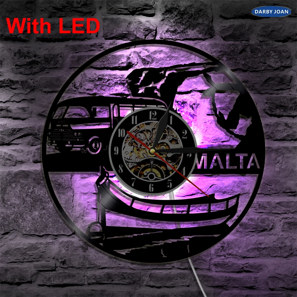wall clock MALTA LED Vinyl Clock Lighting Color Change Wall Light