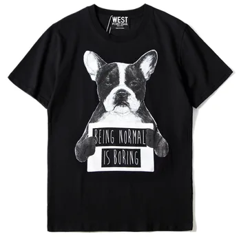 

New High 2019 Punk Men Fashion T Shirts dog Being normal boring T-Shirt Hip Hop Skateboard Street Cotton T-Shirts Tee Top #J27