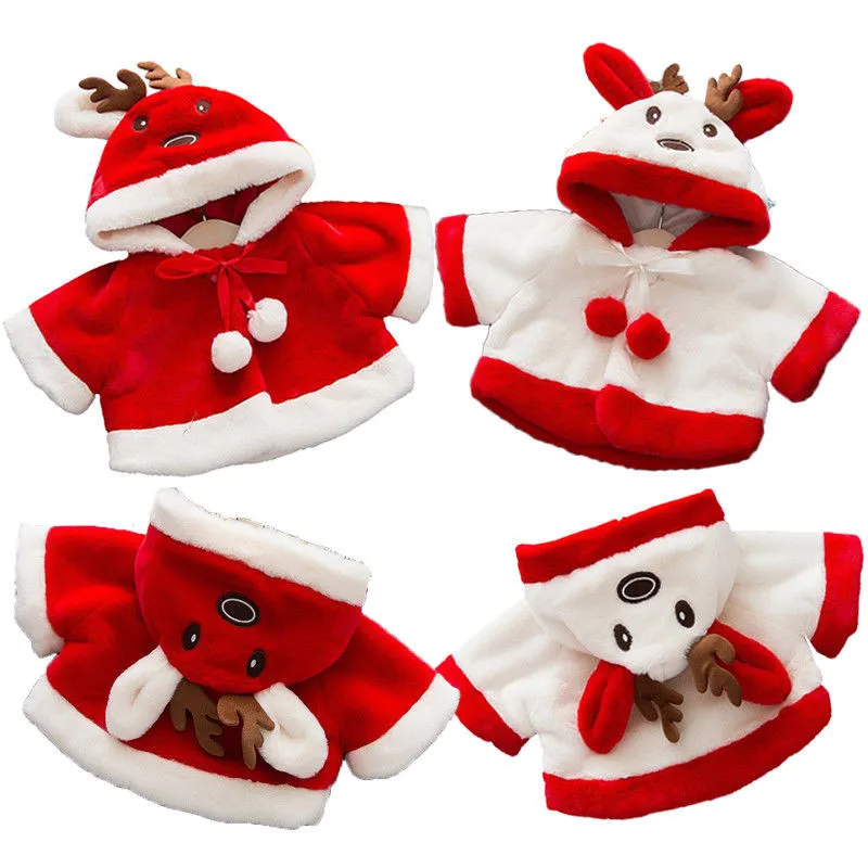 Christmas Baby Girls Hooded Coat Jacket Autumn Winter Toddler Kid Plush