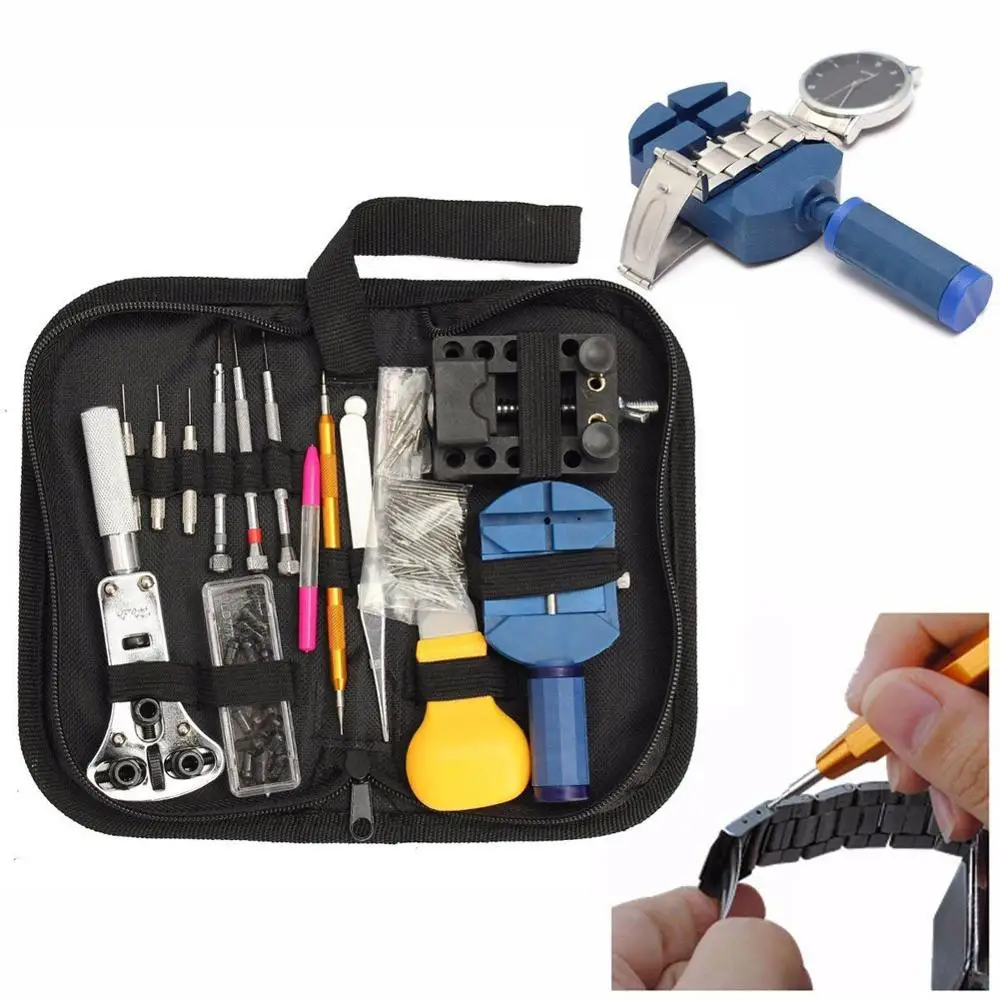 144pcs Repair Table Tools Watch Tools Clock Repair Tool Kit Opener Link Pin Remover Set Spring Bar Watchmaker Tools