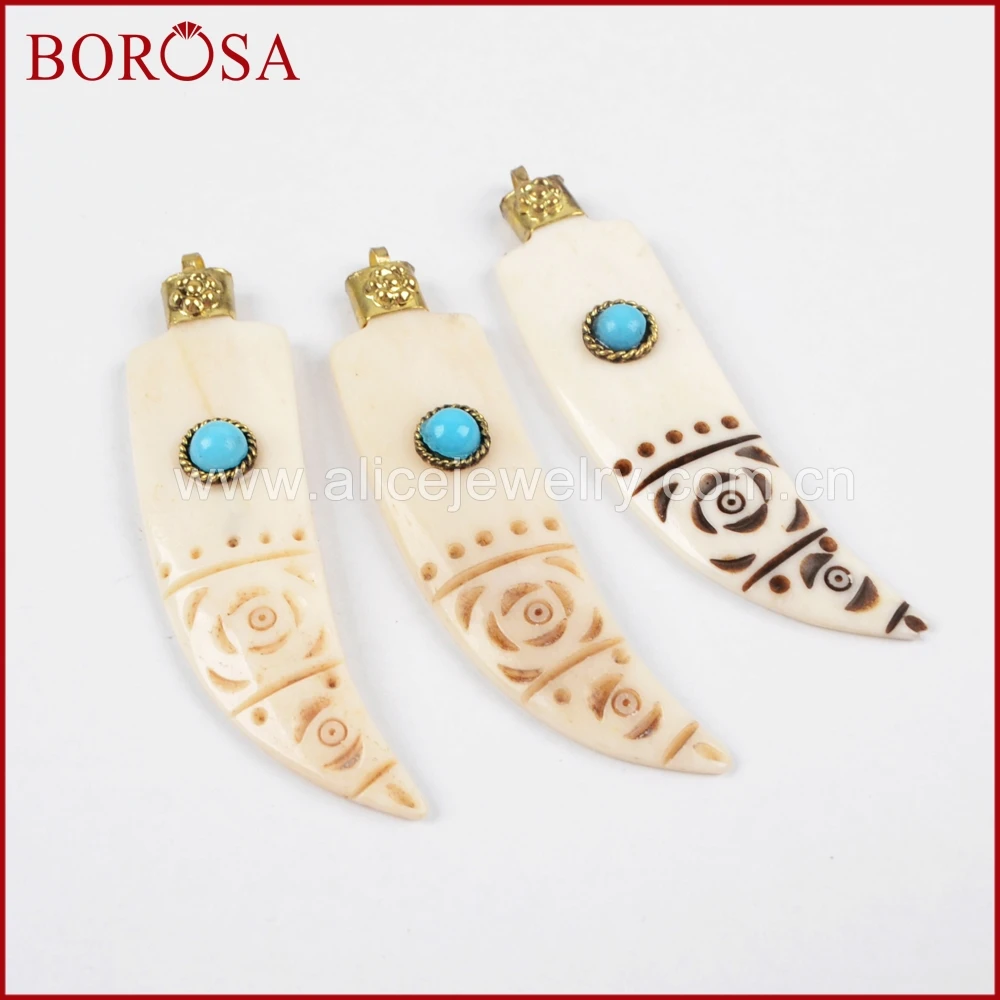 Borosa золотистого цвета белая кость с естественный голубой Хаулит Камень