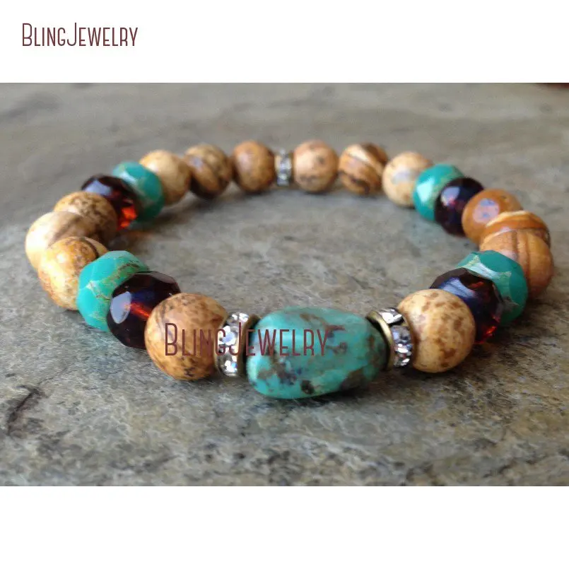 20180409-BM12125-Jasper With Turquoise Stretch Bracelet_1