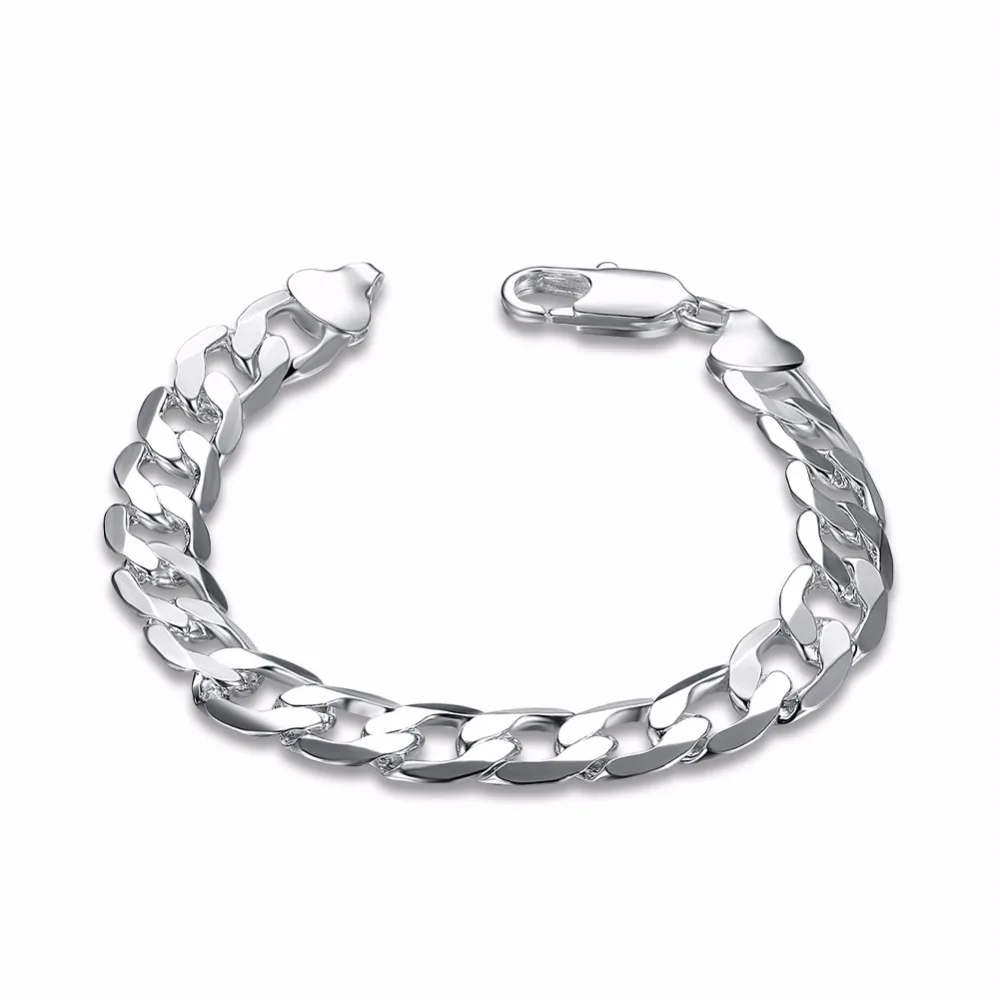 

Free Shipping Wholesale Plated Silver Bracelet, Plated Silver Fashion Jewelry 10mm Flat bracelet KDH262
