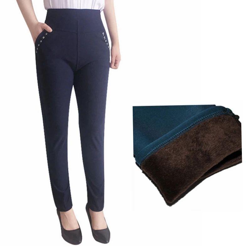 Goedkoop 2018 Nieuwe Collectie Winter Stijl Vrouwen Warme Broek Plus Fluwelen Casual Plus size XXXL Elastische taille broek vrouwen broek
