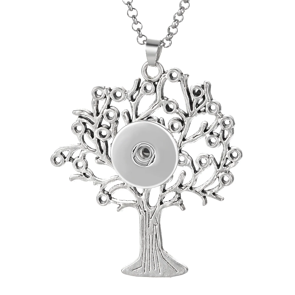 

Ginger Snap Jewelry 18mm Snap Button Charms Tree Design Necklace Pendant with Stainless Steel Chain