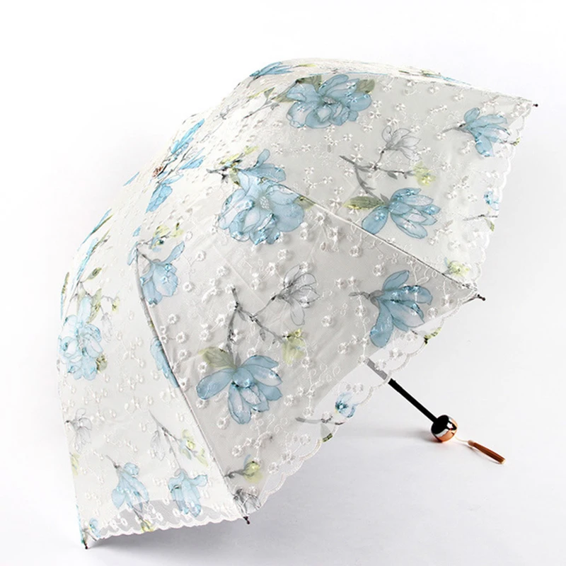 

Retro Double Layer Lace Women Rain Umbrella Anti UV Sunscreen Sun Parasol Small Windproof Sunny and Rainy Umbrella Lady Portable