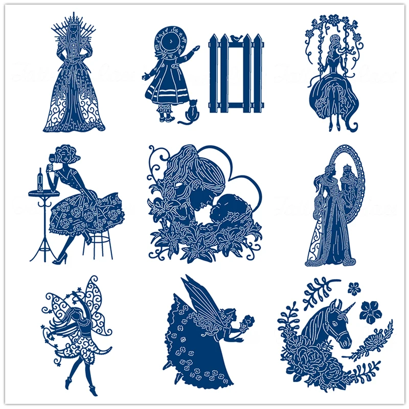 

Queen Fairies Princess Girl Woman Unicorn Metal Cutting Dies for Scrapbooking Paper Craft Embossing Die Card Making 2019