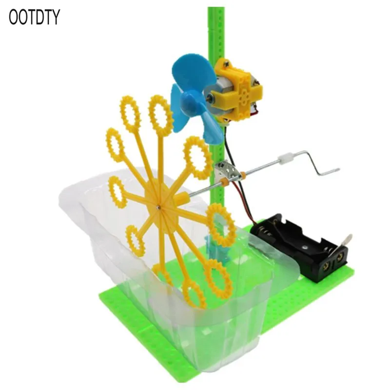 

DIY Bubble Machine Electric Toy Science Experiment Kit Manual Assembly Education Water Blowing Toys For Children