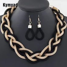 Колье, Женские Геометрические массивные Ювелирные наборы, Плетеный Твист, 8 цветов, ожерелье, ожерелья и серьги, набор, ожерелье для женщин, Joyeria