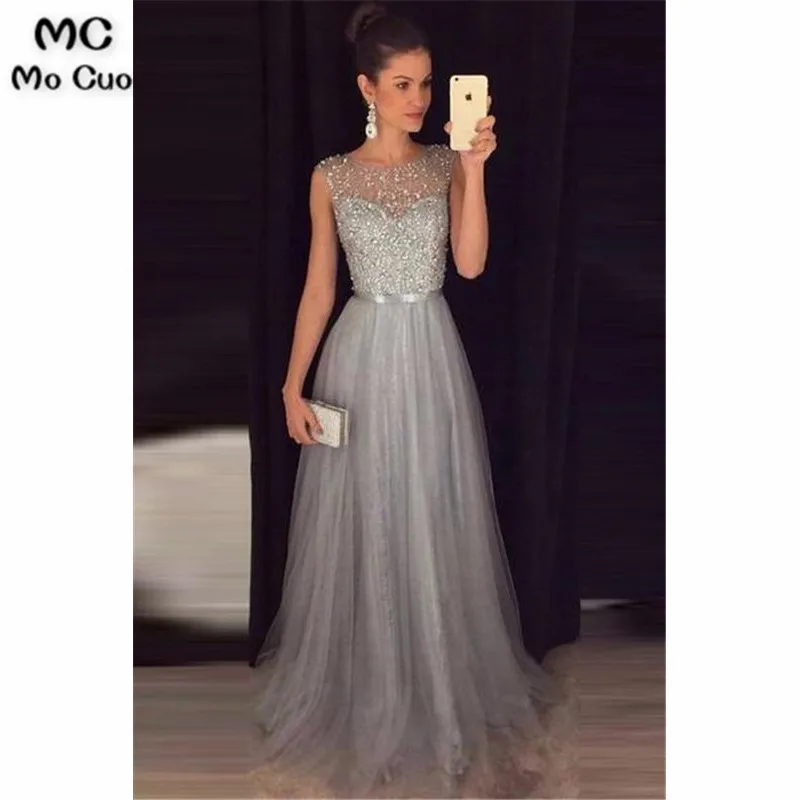 A-line Beaded Long Prom Dress Custom Made Formal Dress Fashion Winter Dance Dress