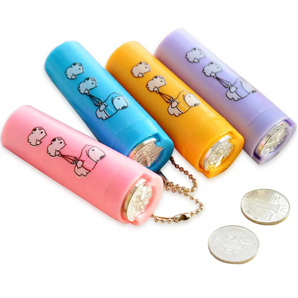 

Cute Plastic Piggy Bank Coin Holder Purse Round Money Box Change Organizer 3*2.5*8.5cm Tube Saving Box For Kids